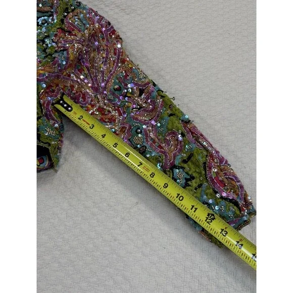 Henri Bendel x Christyne Forti Beaded Sequin Bolero Jacket Colorful Silk 10 NYE‎ - Picture 13 of 15